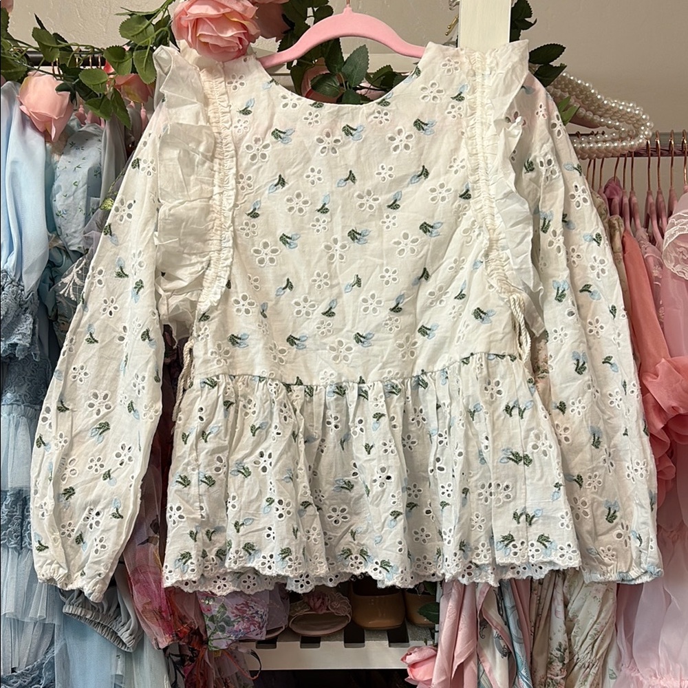 Chicwish Floral White Eyelet Top - NWOT